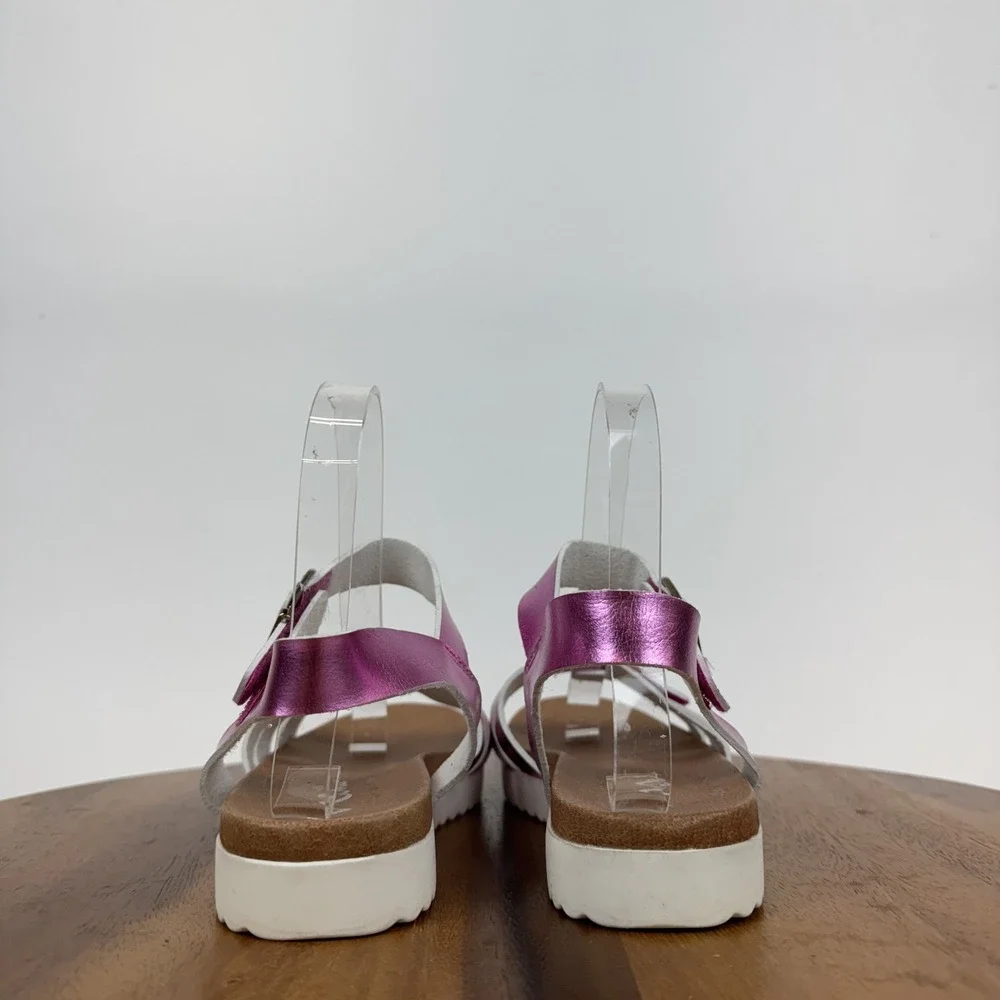 New Big Kids Girls Nina Lacey‎ Metallic Pink Strappy Platform Sandals Size 2 Y